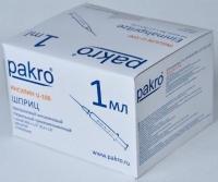 1 мл трехкомпонентный шприц Pakro инсулиновый U100 , с иглой 0,3х13, 100 шт купить в Мытищах